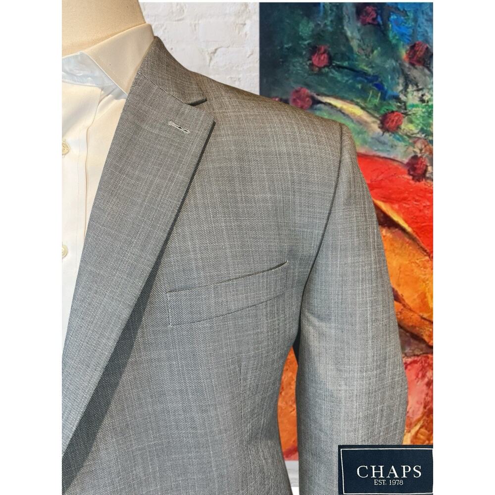 Chaps Ralph Lauren 48R Mens Chambray Blue Dove Gray Nailhead Blazer Jacket - Picture 4 of 13